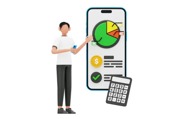 Man Showing Financial Planning  3D Illustration