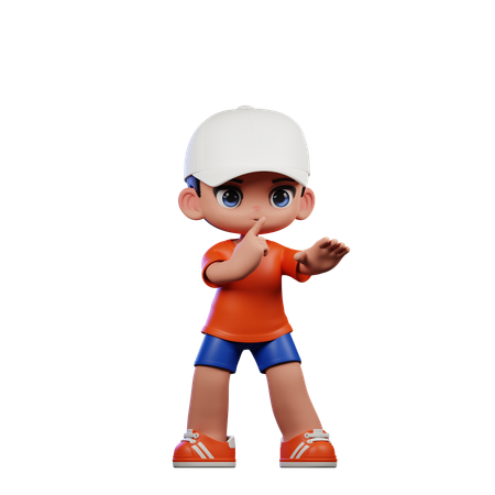 Man showing finger on mouth  3D Icon