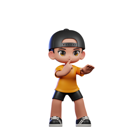 Man showing finger on mouth  3D Icon