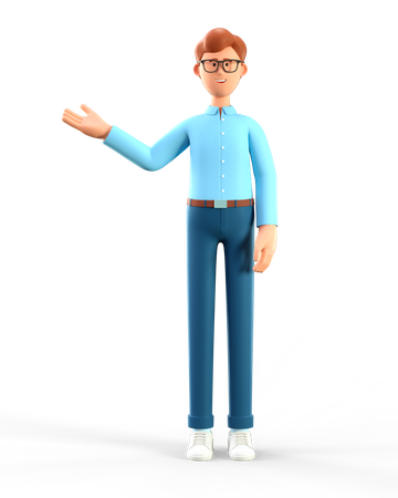 Man showing hand at direction  3D Illustration