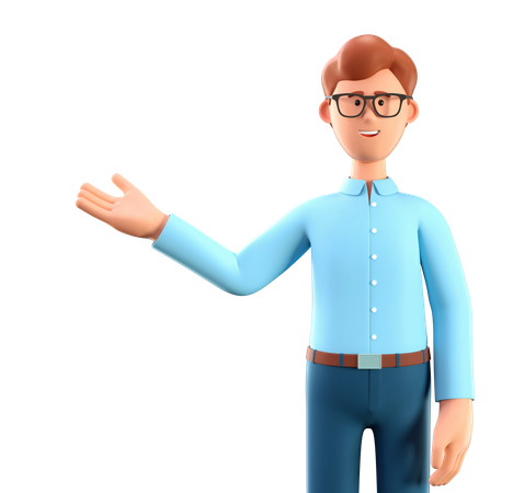 Man showing hand at direction  3D Illustration