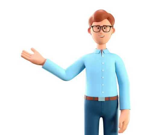 Man showing hand at direction  3D Illustration