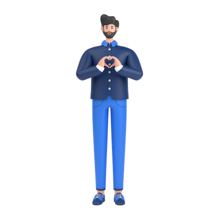 Man showing heart with his two hands  3D Illustration