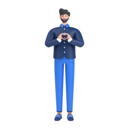 Man showing heart with his two hands 3D Illustration