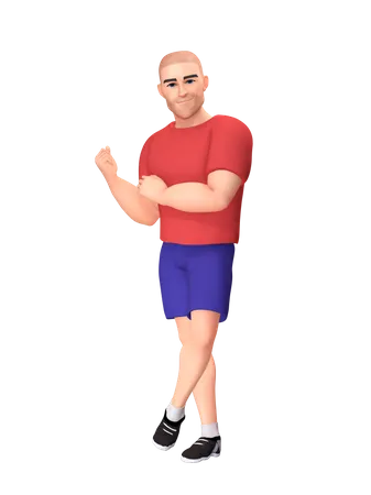 Man showing his muscle  3D Illustration