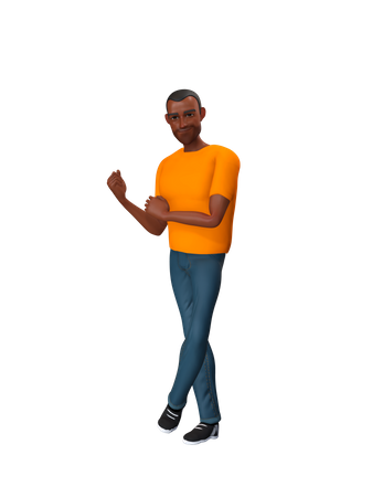 Man showing his muscle  3D Illustration