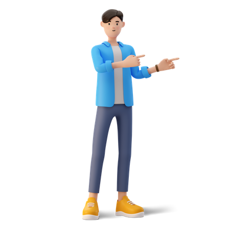 Man showing left side direction  3D Illustration