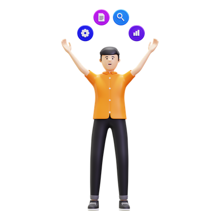 Man Showing Mind Map  3D Illustration