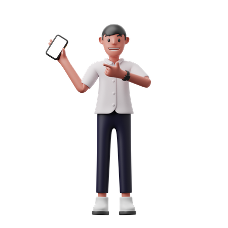 Man showing mobile  3D Illustration