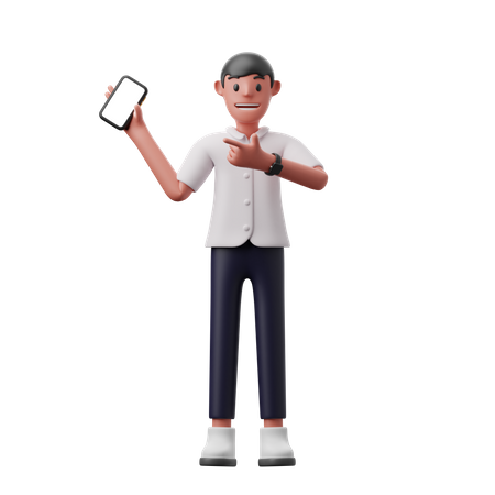 Man showing mobile 3D Illustration
