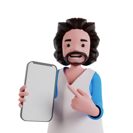 Man Showing Mobile Screen  3D Illustration