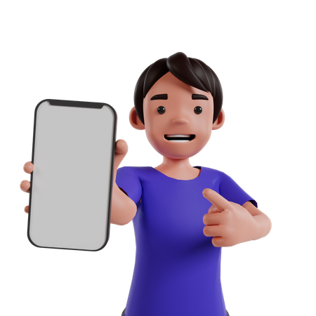 Man Showing Mobile Screen  3D Illustration