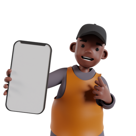 Man Showing Mobile Screen  3D Illustration