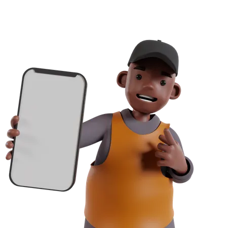 Man Showing Mobile Screen  3D Illustration