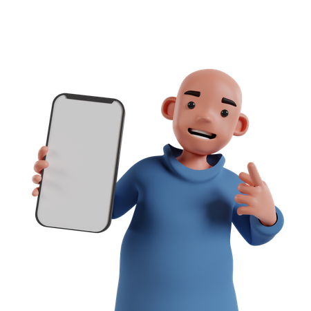 Man Showing Mobile Screen  3D Illustration