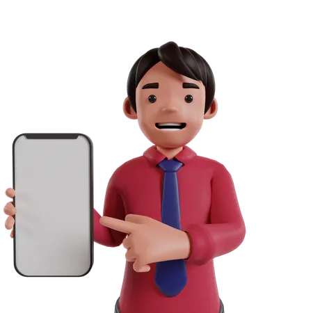 Man Showing Mobile Screen  3D Illustration