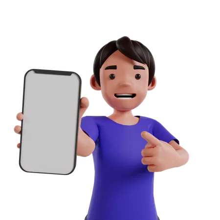 Man Showing Mobile Screen  3D Illustration