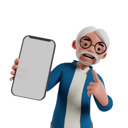 Man Showing Mobile Screen  3D Illustration