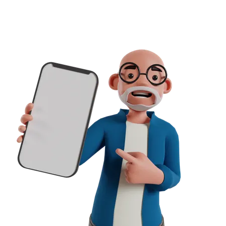 Man Showing Mobile Screen  3D Illustration