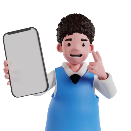 Man Showing Mobile Screen  3D Illustration