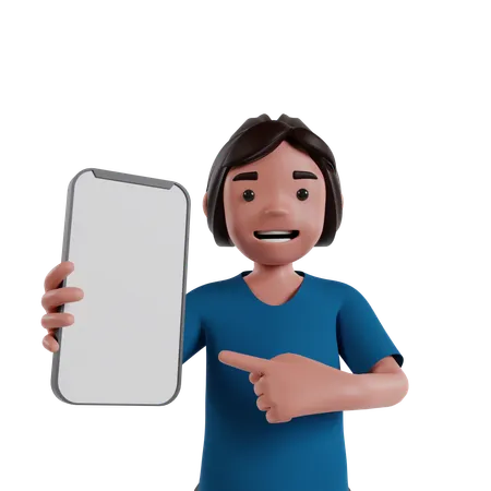 Man Showing Mobile Screen  3D Illustration