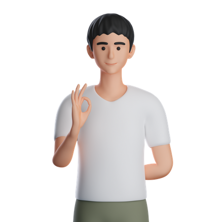 Man Showing Ok Gesture  3D Icon
