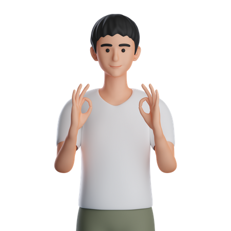 Man Showing Ok Gesture  3D Icon