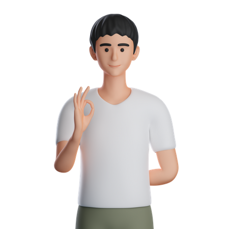 Man Showing Ok Gesture  3D Illustration