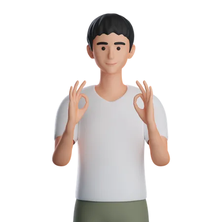 Man Showing Ok Gesture  3D Illustration