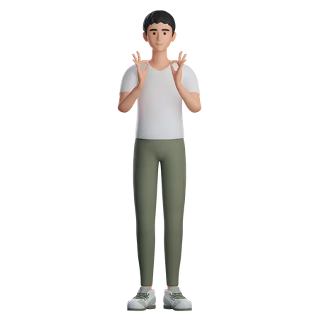 Man Showing Ok Gesture  3D Illustration