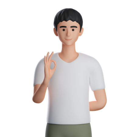 Man Showing Ok Gesture  3D Illustration
