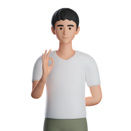 Man Showing Ok Gesture  3D Illustration