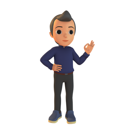 Man Showing Ok Sign  3D Icon