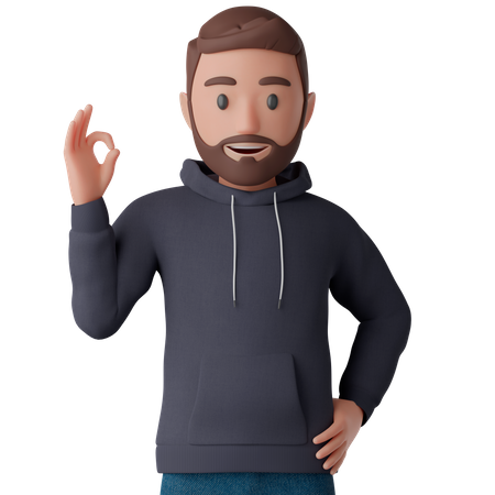 Man showing OK sign  3D Icon
