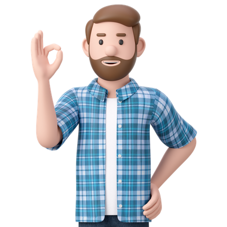 Man Showing Ok Sign  3D Illustration