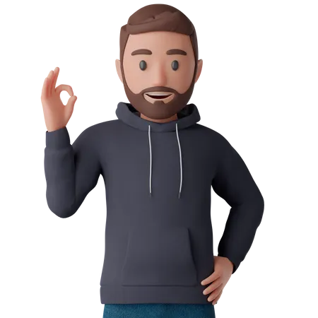 Man showing OK sign  3D Illustration