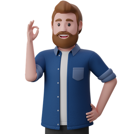 Man showing OK sign  3D Illustration