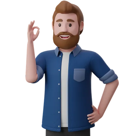 Man showing OK sign  3D Illustration