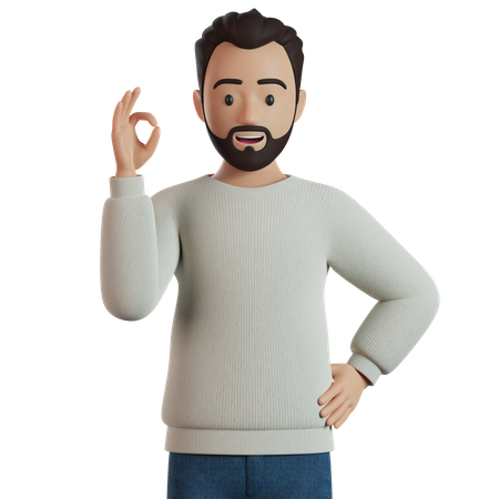 Man Showing Ok Sign  3D Illustration