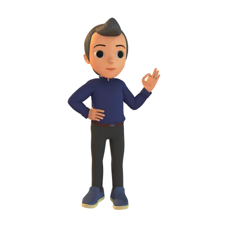 Man Showing Ok Sign  3D Illustration