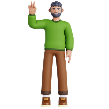 Man Showing Peace  3D Icon