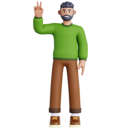 Man Showing Peace  3D Icon