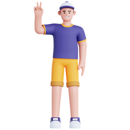 Man Showing Peace  3D Illustration