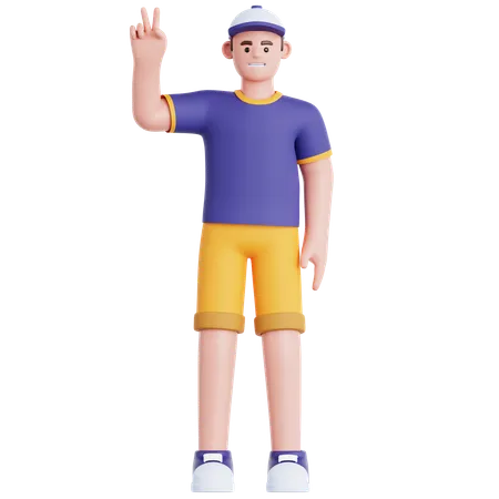 Man Showing Peace  3D Illustration