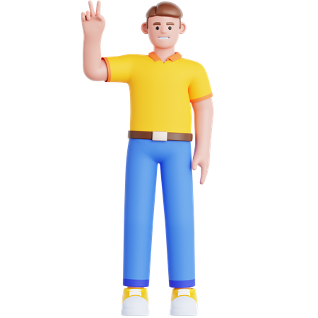 Man Showing Peace  3D Illustration