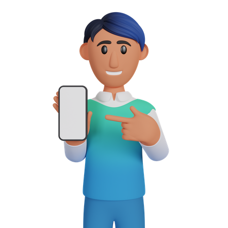 Man Showing Phone Screen  3D Illustration