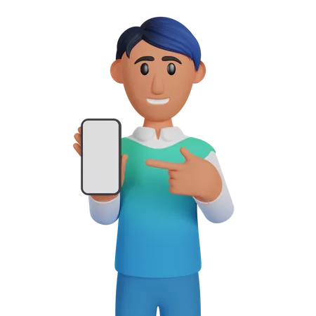 Man Showing Phone Screen  3D Illustration