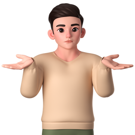 Man Showing Shrugging Gesture  3D Illustration