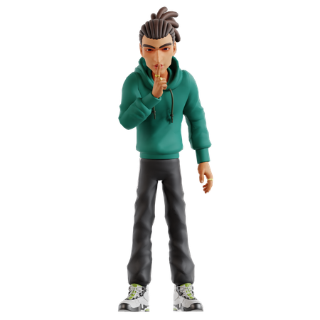 Man showing silence gesture  3D Illustration