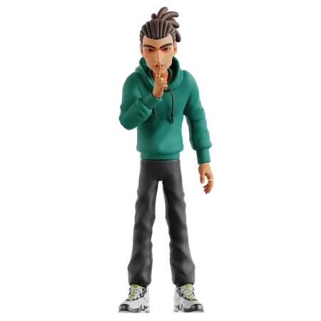 Man showing silence gesture  3D Illustration